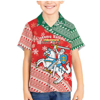Lietuva Christmas Family Matching Mermaid Dress and Hawaiian Shirt Linksmu Kaledu - Lithuania Coat Of Arms - Wonder Print Shop
