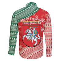Lietuva Christmas Family Matching Off The Shoulder Long Sleeve Dress and Hawaiian Shirt Linksmu Kaledu - Lithuania Coat Of Arms - Wonder Print Shop