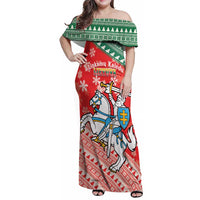 Lietuva Christmas Family Matching Off Shoulder Maxi Dress and Hawaiian Shirt Linksmu Kaledu - Lithuania Coat Of Arms - Wonder Print Shop
