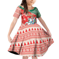 Lietuva Christmas Family Matching Off Shoulder Short Dress and Hawaiian Shirt Linksmu Kaledu - Lithuania Coat Of Arms - Wonder Print Shop