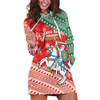 Lietuva Christmas Hoodie Dress Linksmu Kaledu - Lithuania Coat Of Arms - Wonder Print Shop