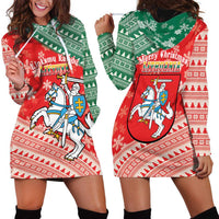 Lietuva Christmas Hoodie Dress Linksmu Kaledu - Lithuania Coat Of Arms - Wonder Print Shop