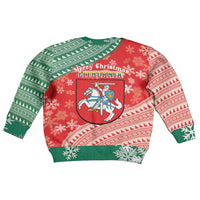 Lietuva Christmas Kid Ugly Christmas Sweater Linksmu Kaledu - Lithuania Coat Of Arms - Wonder Print Shop