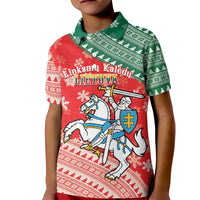 Lietuva Christmas Kid Polo Shirt Linksmu Kaledu - Lithuania Coat Of Arms - Wonder Print Shop