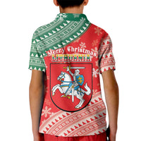 Lietuva Christmas Kid Polo Shirt Linksmu Kaledu - Lithuania Coat Of Arms - Wonder Print Shop