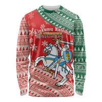 Lietuva Christmas Long Sleeve Shirt Linksmu Kaledu - Lithuania Coat Of Arms - Wonder Print Shop