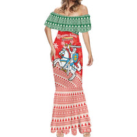 Lietuva Christmas Mermaid Dress Linksmu Kaledu - Lithuania Coat Of Arms - Wonder Print Shop