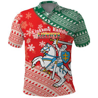 Lietuva Christmas Polo Shirt Linksmu Kaledu - Lithuania Coat Of Arms - Wonder Print Shop