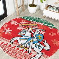 Lietuva Christmas Round Carpet Linksmu Kaledu - Lithuania Coat Of Arms
