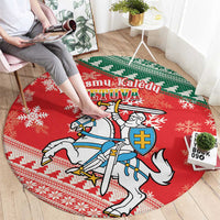 Lietuva Christmas Round Carpet Linksmu Kaledu - Lithuania Coat Of Arms