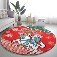 Lietuva Christmas Round Carpet Linksmu Kaledu - Lithuania Coat Of Arms