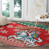 Lietuva Christmas Round Carpet Linksmu Kaledu - Lithuania Coat Of Arms