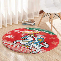 Lietuva Christmas Round Carpet Linksmu Kaledu - Lithuania Coat Of Arms