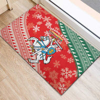 Lietuva Christmas Rubber Doormat Linksmu Kaledu - Lithuania Coat Of Arms - Wonder Print Shop