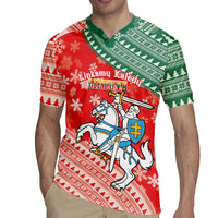 Lietuva Christmas Rugby Jersey Linksmu Kaledu - Lithuania Coat Of Arms - Wonder Print Shop