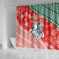 Lietuva Christmas Shower Curtain Linksmu Kaledu - Lithuania Coat Of Arms