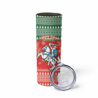 Lietuva Christmas Skinny Tumbler Linksmu Kaledu - Lithuania Coat Of Arms - Wonder Print Shop