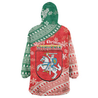 Lietuva Christmas Wearable Blanket Hoodie Linksmu Kaledu - Lithuania Coat Of Arms - Wonder Print Shop