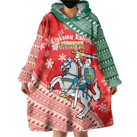 Lietuva Christmas Wearable Blanket Hoodie Linksmu Kaledu - Lithuania Coat Of Arms - Wonder Print Shop