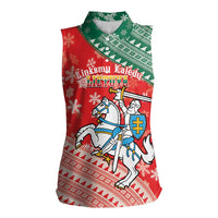 Lietuva Christmas Women Sleeveless Polo Shirt Linksmu Kaledu - Lithuania Coat Of Arms - Wonder Print Shop