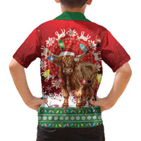 Scotland Christmas Kid Hawaiian Shirt Highland Cow Santa - Nollaig Chridheil! - Wonder Print Shop