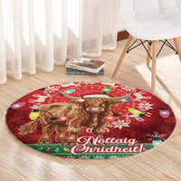 Scotland Christmas Round Carpet Highland Cow Santa - Nollaig Chridheil!
