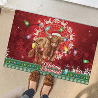 Scotland Christmas Rubber Doormat Highland Cow Santa - Nollaig Chridheil! - Wonder Print Shop