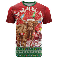Scotland Christmas T Shirt Highland Cow Santa - Nollaig Chridheil! - Wonder Print Shop