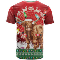 Scotland Christmas T Shirt Highland Cow Santa - Nollaig Chridheil! - Wonder Print Shop