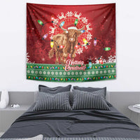 Scotland Christmas Tapestry Highland Cow Santa - Nollaig Chridheil! - Wonder Print Shop