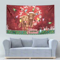 Scotland Christmas Tapestry Highland Cow Santa - Nollaig Chridheil! - Wonder Print Shop