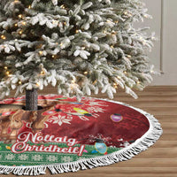 Scotland Christmas Tree Skirt Highland Cow Santa - Nollaig Chridheil! - Wonder Print Shop