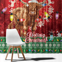 Scotland Christmas Window Curtain Highland Cow Santa - Nollaig Chridheil! - Wonder Print Shop