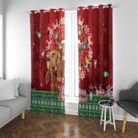 Scotland Christmas Window Curtain Highland Cow Santa - Nollaig Chridheil! - Wonder Print Shop