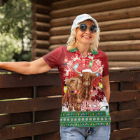 Scotland Christmas Women Polo Shirt Highland Cow Santa - Nollaig Chridheil! - Wonder Print Shop