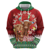 Scotland Christmas Zip Hoodie Highland Cow Santa - Nollaig Chridheil! - Wonder Print Shop