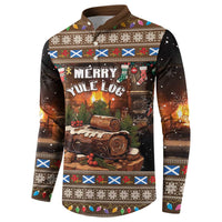 Scotland Christmas Button Sweatshirt Merry Yule Log - Wonder Print Shop