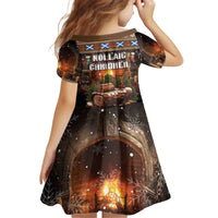 Scotland Christmas Kid Short Sleeve Dress Merry Yule Log - Wonder Print Shop