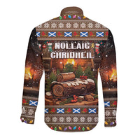 Scotland Christmas Long Sleeve Button Shirt Merry Yule Log - Wonder Print Shop