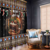Scotland Christmas Window Curtain Merry Yule Log - Wonder Print Shop