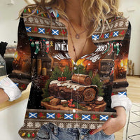 Scotland Christmas Women Casual Shirt Merry Yule Log - Wonder Print Shop