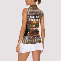 Scotland Christmas Women Sleeveless Polo Shirt Merry Yule Log - Wonder Print Shop