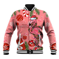 Flamingo Christmas Baseball Jacket 2023 Seamless Xmas Vibes - Wonder Print Shop