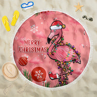 Flamingo Christmas Beach Blanket 2023 Seamless Xmas Vibes - Wonder Print Shop