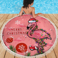Flamingo Christmas Beach Blanket 2023 Seamless Xmas Vibes - Wonder Print Shop