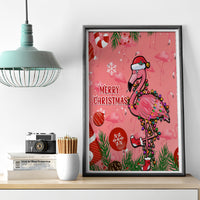 Flamingo Christmas Canvas Wall Art 2023 Seamless Xmas Vibes - Wonder Print Shop