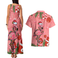 Flamingo Christmas Couples Matching Tank Maxi Dress and Hawaiian Shirt 2023 Seamless Xmas Vibes - Wonder Print Shop