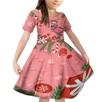 Flamingo Christmas Family Matching Mermaid Dress and Hawaiian Shirt 2023 Seamless Xmas Vibes - Wonder Print Shop