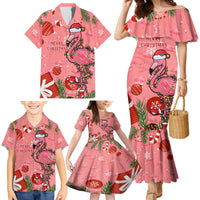 Flamingo Christmas Family Matching Mermaid Dress and Hawaiian Shirt 2023 Seamless Xmas Vibes - Wonder Print Shop