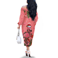 Flamingo Christmas Family Matching Off Shoulder Long Sleeve Dress and Hawaiian Shirt 2023 Seamless Xmas Vibes - Wonder Print Shop